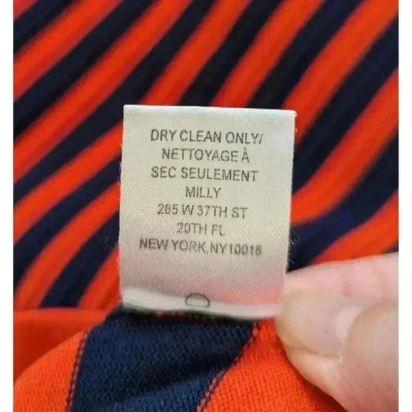 MILLY Stripe Ottoman Fitted Dress In Navy Size Medium Midi Bodycon - Picture 10 of 10